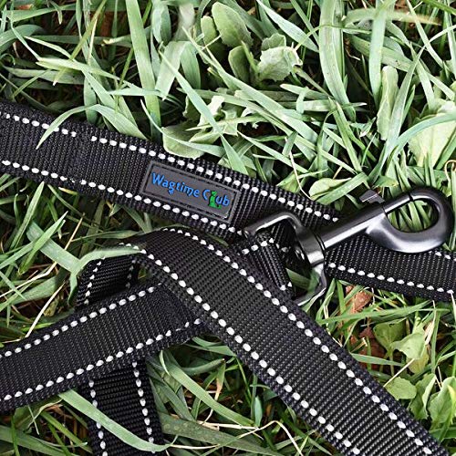Wagtime Club Double Handle Dog Leash, 6ft Long Heavy Duty Dog Leash with Paded Traffic Handles for Extral Control and Training, Dual Handles Leads, Large Medium Small Dogs (Reflective Black) - color: Reflective Black