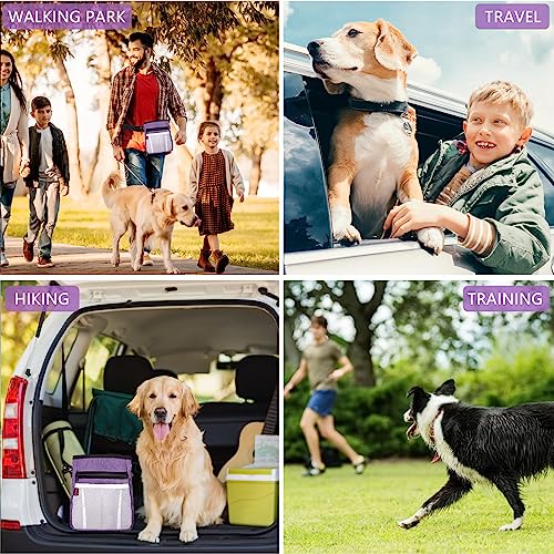 Dog Treat Pouch - 3 Ways to Wear Treat Pouches for Pet Training and 2 Pieces Clicker Taining for Dogs, Dog Training Treat Pouch Bag and Dog Clicker for Training with Waist Belt Shoulder Strap - Purple - color: Purple