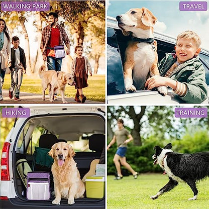 Dog Treat Pouch - 3 Ways to Wear Treat Pouches for Pet Training and 2 Pieces Clicker Taining for Dogs, Dog Training Treat Pouch Bag and Dog Clicker for Training with Waist Belt Shoulder Strap - Purple - color: Purple