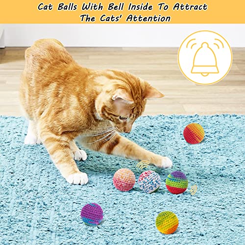 Retro Shaw Cat Toys Balls, Yarn Cat Ball with Bell Inside, Kitten Toys for Indoor Cats Kitty, Interactive Cat Nip Chew Toys for All Pet Breed 6 Pack - size: 1.7 Inches