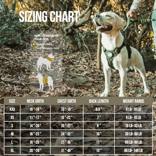 OneTigris Tactical Dog Harness Vest,No-Pull Service Dog Vest with Hook & Loop Panels,Adjustable Dog Vest Harness for Walking Hiking Training(Ranger Green,XS) - color: Green, size: XS