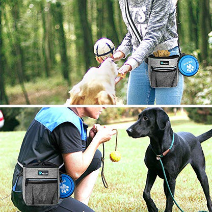 PetAmi Dog Treat Pouch, Pet Treat Pouch for Training, Dog Walking Bag Holder for Kibbles, Pet Food Toy, Dog Trainer Essentials Supplies, Poop Bag Dispenser, 3 Ways to Wear (Heather Gray) - color: Heather Gray