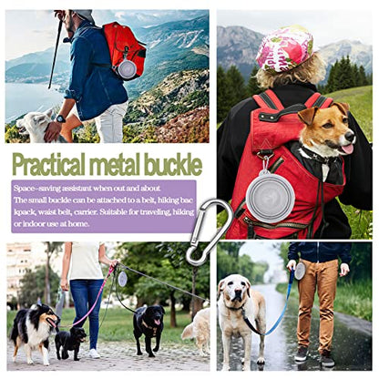 Collapsible Dog Bowls - Portable Travel Dog Bowls with Lids & Carabiners, 2 Pack Silicone Feeding Watering Pet Bowls for Dogs Cats, 450ml/15oz Collapsable Doggy Bowl for Walking Hiking (Grey+Black)