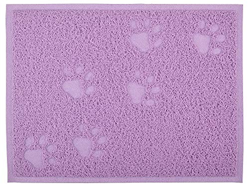 DM Cat Litter Box Debris Catcher Mat, Kitty Scatter Control Rug, 16x12 Inches, Purple - color: Purple