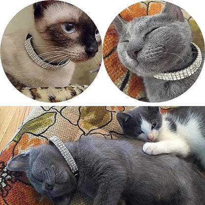 CHUKCHI Soft Velvet Safe Cat Adjustable Collar Bling Diamante with Bells,11 inch for Small Dogs and Cats (Black) - color: Black