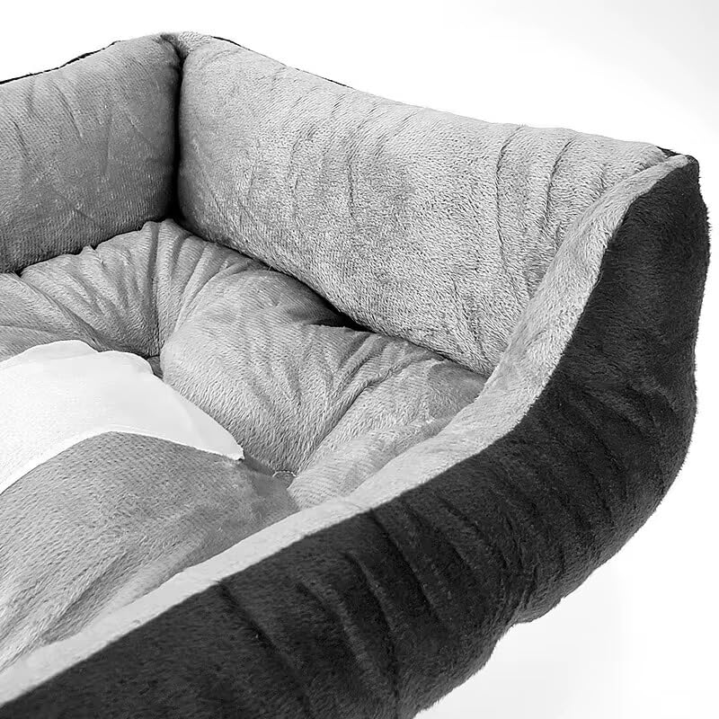 Plush Pet Bed, Soft Cushioned Dog Sofa with Bolster Pillows Breed Dogs Cotton Fill Side Bolster Washable (Light Gray and White, X-Large) - color: light gray and white, size: X-Large