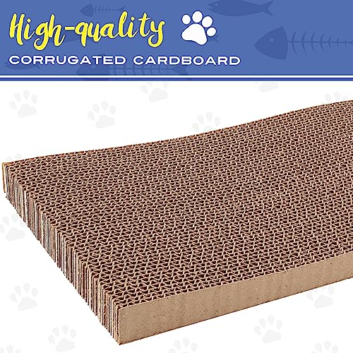 PrimePets 3-Pack Cat Scratcher Cardboard with Box, 17.3" Large Reversible Cat Scratching Pads for Indoor Cats, Heavy Duty Corrugated Cat Scratches Board, Furniture Protector for Large Cats & Kittens
