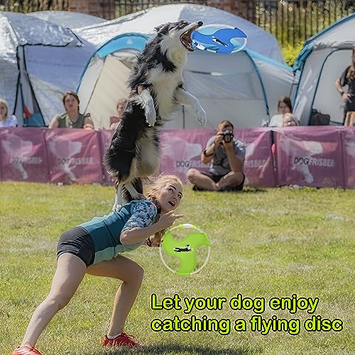 Dog Flying Disc Flyer Dog Toys, Glow in The Dark Nylon Dog Toy with 3 Light Models, Floating Dog Ring Toys for Physical Exercise, Pet Training Throwing Playing - color: Green-1