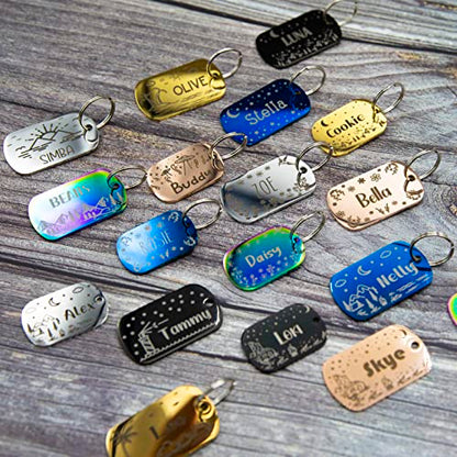Personalized Dog Tag with 5 Lines of Custom Deep Engraved Durable Stainless Steel Pet ID Name Tag Designer Small Size Rectangle - size: Small, style: Regtangle