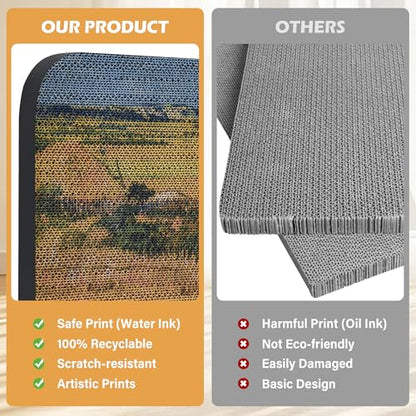 2 Pack Art Cat Scratcher, Wall-Mountable Cat Scratch Pad, Cat Wall Scratcher 16.7x11x1 Inch Cat Scratching Board for Indoor Cats Toy (Series3) - color: Van Gogh3-2