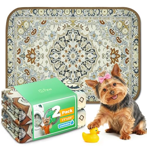 FXW Washable Pee Pads for Dogs, Puppy Pads with Super Absorbent, Specifically Designed for 24inch Cages, 17" x 23" Rectangle, Boho Beige, 2 Packs - color: Boho Beige, size: 17" x 23" (2 Packs)