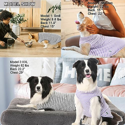 Dog Cooling Shirt,Summer Combed Cotton Breathable Boy Girl Small T-Shirts,Purple Grey White Striped XS - color: Purple/White,Grey/White Striped, size: X-Small
