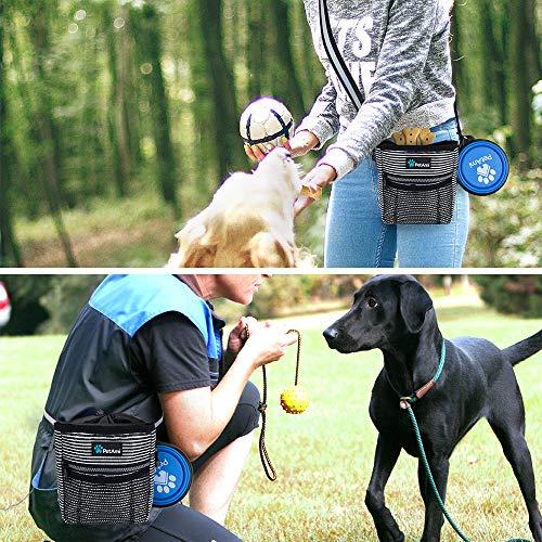 PetAmi Dog Treat Pouch, Pet Treat Pouch For Training, Dog Walking Bag Holder for Kibbles, Pet Food Toy, Dog Trainer Essentials Supplies, Poop Bag Dispenser, 3 Ways to Wear (Black Stripes) - color: Black Stripes
