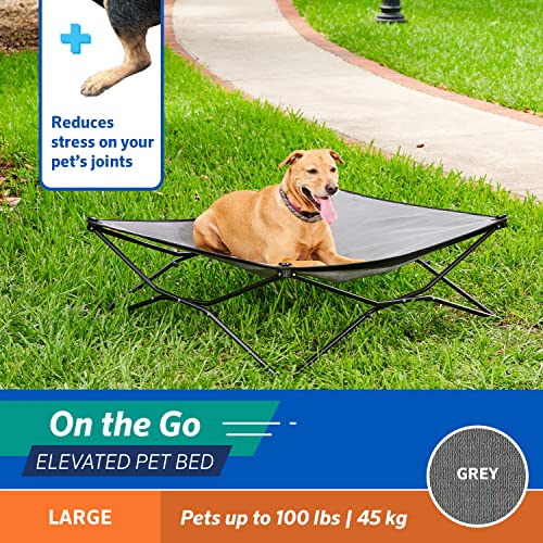 Coolaroo On-The-Go Elevated Dog Bed - Foldable Pop-Up Travel Dog Bed with Breathable, Moisture-Resistant Fabric, Carry Bag Included, Lightweight & Portable, Steel Gray, Large - color: Steel Grey, style: Large