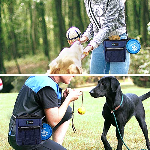 PetAmi Dog Treat Pouch, Pet Treat Pouch for Training, Dog Walking Bag Holder for Kibbles, Pet Food Toy, Dog Trainer Essentials Supplies, Poop Bag Dispenser, 3 Ways to Wear (Heather Navy) - color: Heather Navy