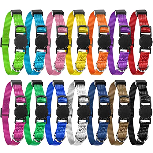 Puppy ID Collar -Identification Adjustable Collars for Newborn Dog Cat, Super Soft Nylon Safety Puppy Whelping Litter Collars for Newborn Pets (Breakaway Buckle/M) - color: Breakaway Buckle / M