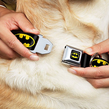 Buckle-Down Dog Collar Seatbelt Buckle Batman Shield Black Yellow 18 to 32 Inches 1.5 Inch Wide - size: 1.5" Wide - Fits 20-31" Neck - Large