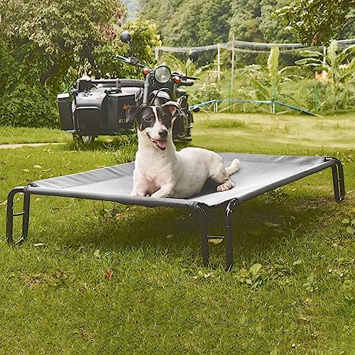Pettycare Elevated Outdoor Dog Bed - Medium Dog Cot, Waterproof, Cooling, Non Slip, Up to 40 lbs, Grey - color: Grey, size: M: 35x25.6x8 inches