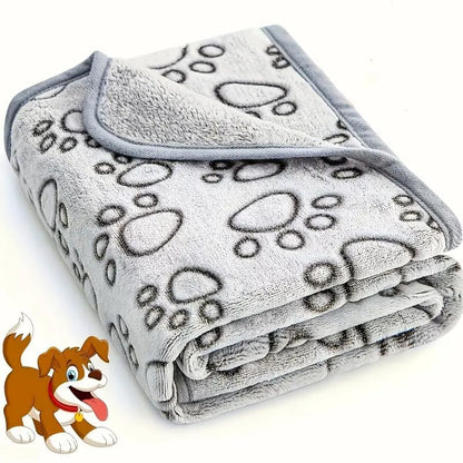 1pc Soft Cozy Pet Blanket with Paw Print Design, Tear-Resistant & Machine Washable, Warm Comfortable Dog & Cat Blanket - 16 * 23Inch, Grey - color: Grey, size: 16*23Inch