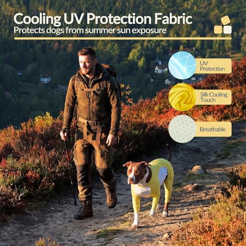 2-in-1 Dog Sun Protection Shirt, Quick Dry Dog Shirt with Smooth & Mesh Breathable Material Large UV Protection Tee-Shirt, Cooling Tee for Instant Cool in Summer Yellow 2XL - color: Yellow, size: 2XL