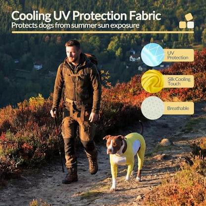 Dog Sun Shirt UV Protection, 2-in-1 Flexible Coverage Dog UV Shirt for Heat Management, Breathable Mesh and Cool Silk Touch Material Keep Pet Cooling Summer Smooth Pajamas Yellow XL - color: Yellow, size: XL