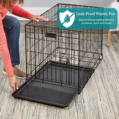 MidWest Homes for Pets 24-Inch iCrate for Small Breeds, 12-20 lbs, Single Door Folding Dog Crate with Divider Panel, Leak-Proof Tray & Secure Latch, Portable, Durable & Easy to Assemble - size: 24.8"L x 17.9"W x 19.5"H