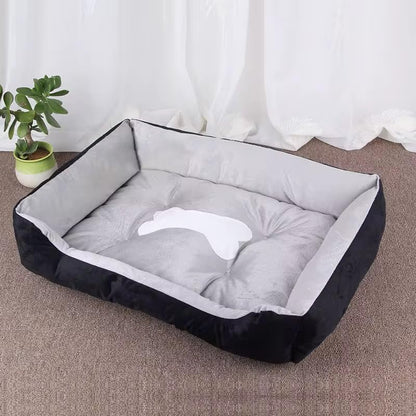 Plush Pet Bed, Soft Cushioned Dog Sofa with Bolster Pillows Breed Dogs Cotton Fill Side Bolster Washable (Black and Gray, Large) - color: black and gray, size: Large