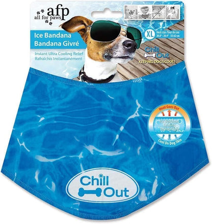 ALL FOR PAWS Dog Cooling Bandana, Cooling Bandanas for Extra Large Dogs, Dog Cooling Neck Wrap, Cooling Scarf for Dogs, Blue Ice Dog Neck Cooler for Summer (XL) - size: XL