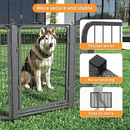 Dog Playpen Outdoor with Low Threshold Gate, 32 inch 24 Panels Dog Play Pen Indoors, Heavy Duty Metal Puppy Playpen Dogs Pen, Rust-Resistant Pet Playpens for Yard RV Camping - color: 24 Panels-32 Inch