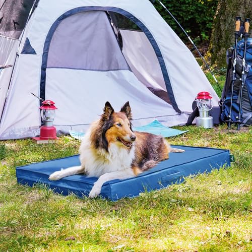 FurHaven Gridded Ripstop All-Weather Deluxe Orthopedic Mattress Pet Bed, Capri Blue, Jumbo - color: Capri Blue, size: Jumbo