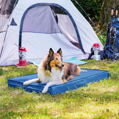 FurHaven Gridded Ripstop All-Weather Deluxe Orthopedic Mattress Pet Bed, Capri Blue, Jumbo - color: Capri Blue, size: Jumbo