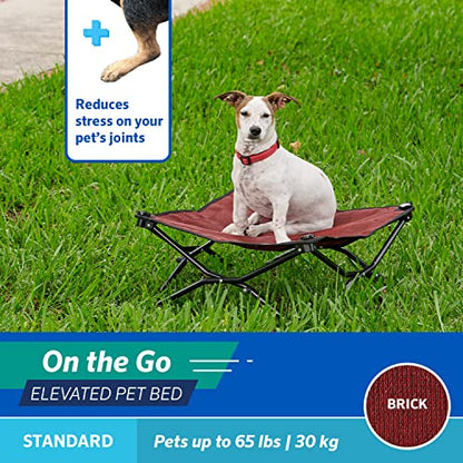 Coolaroo On-The-Go Elevated Dog Bed - Foldable Pop-Up Travel Dog Bed with Breathable, Moisture-Resistant Fabric, Carry Bag Included, Lightweight & Portable, Brick, Standard - color: Brick, style: Standard