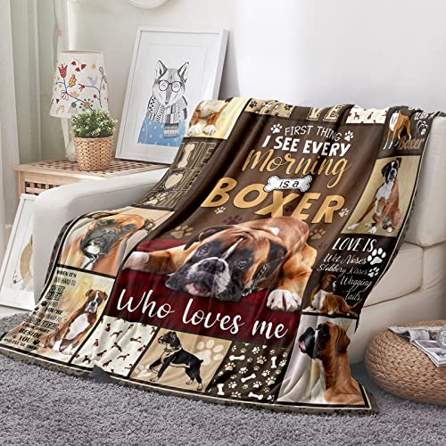 Tupmnbry Boxer Dog Blanket Cute Puppy Throw Blanket Super Soft Flannel Throw Blanket Lightweight Fluffy Plush Fuzzy Bed Blanket for Cute Pet 50"X60" - color: Boxer, size: 50"X60"