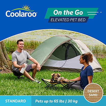 Coolaroo On-The-Go Elevated Dog Bed - Foldable Pop-Up Travel Dog Bed with Breathable, Moisture-Resistant Fabric, Carry Bag Included, Lightweight & Portable, Desert Sand, Standard - color: Desert Sand, style: Standard