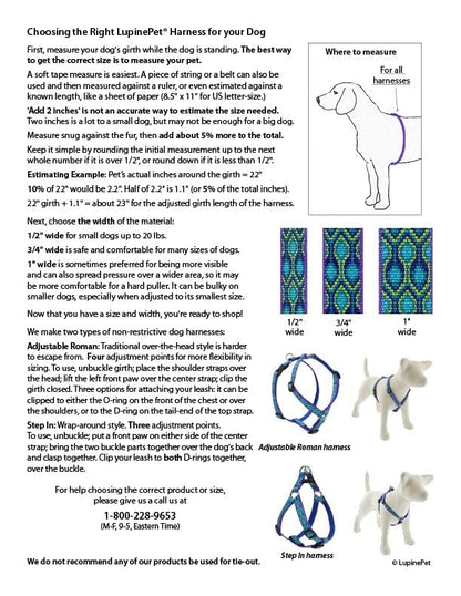 Lupine Small Step in Dog Harness 1/2" Wide Petunias with 12-18" Girth - size: 1/2" wide; girth adjusts 12-18"