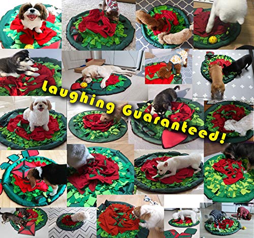 SmellyMatty Snuffle Mat for Dogs - Enrichment Hide & Seek Treat Toys (Large Nosework Sniff Mat + Food Puzzles) - Interactive IQ Game for Boredom (Spring Garden (5 Food Puzzles))
