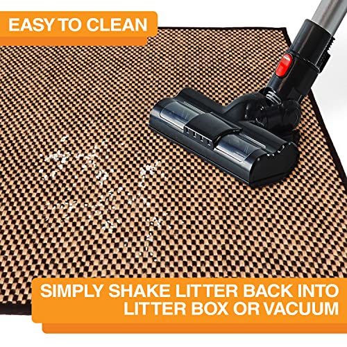 Neater Pets Jute Cat Litter Trapping Mat - Catches Spilled Litter Mess from Kitty Litter Box to Protect Floors, Soft on Cats Paws, Anti-Skid Backing, Easy to Clean, Checkered, 24" x 36" - color: Checkered