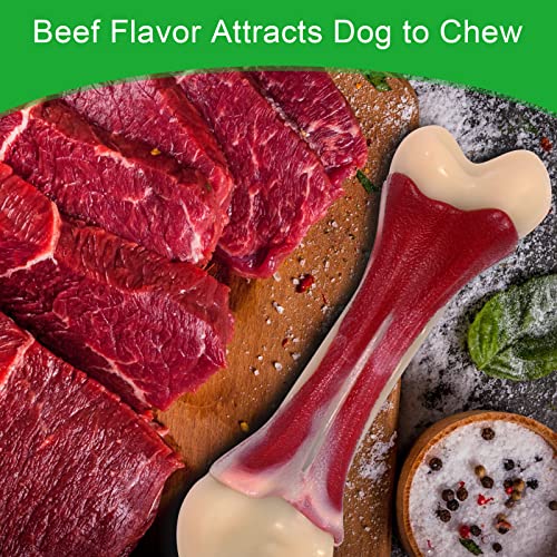 Dog Chew Toys for Aggressive Chewers - Indestructible Nylon Puppy Bone Tough Teething & Calming for Large Medium Breeds(10lbs-70lbs) Birthday Gift Christmas (1 Pack, Beef)