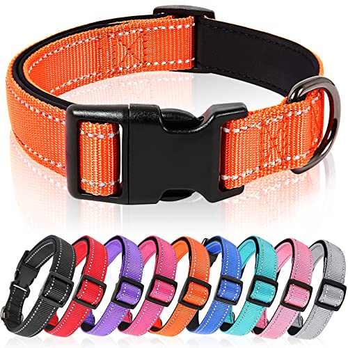 HEELE Dog Collar, Reflective Dog Collar, Soft Neoprene Padded Breathable Nylon Pet Collar Adjustable for Small Dogs Puppy, Orange, XS(7.87-11.81") - color: Orange, size: X-Small (7.87-11.81")