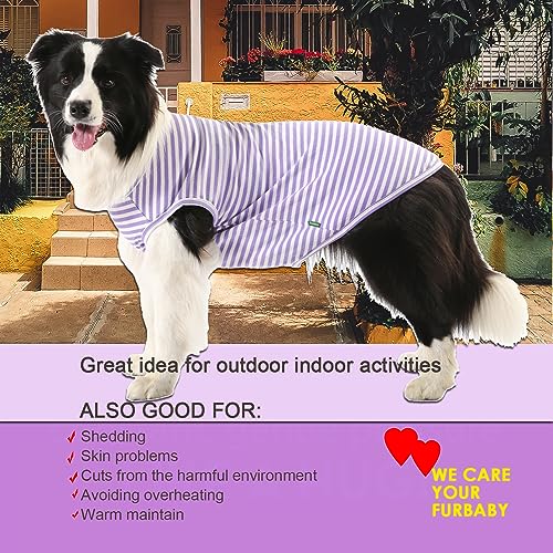 Dog Cooling Shirt,Summer Combed Cotton Breathable Boy Girl Small T-Shirts,Purple Grey White Striped S - color: Purple/White,Grey/White Striped, size: Small