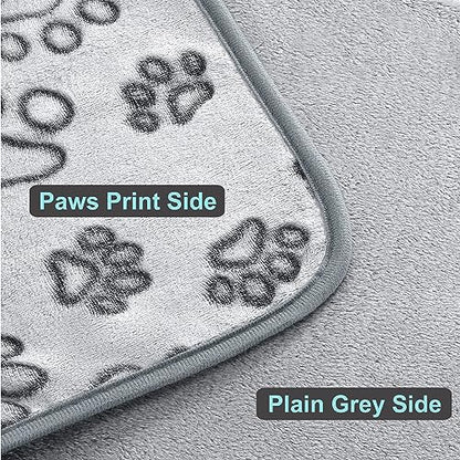 DOOVID Pet Blanket Soft Fluffy Fleece Pet Mat Doggy Flannel Blanket Dog Cat Cute Paw Print Pet Blankets Pure Gray Paw Small(23 * 16") - color: Pure Gray Paw, size: Small(23*16")