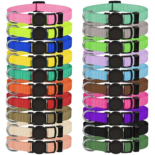 20 PCS Puppy Collars for Litter,Puppy Collars for Small Puppies,Nylon Breakaway ID Collar Whelping Litter Collars(M) - size: M