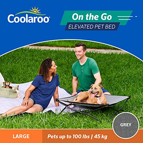 Coolaroo On-The-Go Elevated Dog Bed - Foldable Pop-Up Travel Dog Bed with Breathable, Moisture-Resistant Fabric, Carry Bag Included, Lightweight & Portable, Steel Gray, Large - color: Steel Grey, style: Large