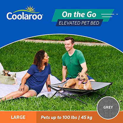 Coolaroo On-The-Go Elevated Dog Bed - Foldable Pop-Up Travel Dog Bed with Breathable, Moisture-Resistant Fabric, Carry Bag Included, Lightweight & Portable, Steel Gray, Large - color: Steel Grey, style: Large