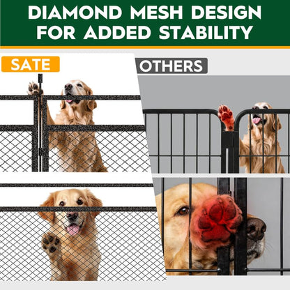 Dog Playpen with Safety Mesh, 32" Height 40 Panels Metal Dog Fence Indoor Outdoor, Portable Dog Kennel for Camping, Yard & RV | Black-Silver - size: 32'', style: 40 Panels