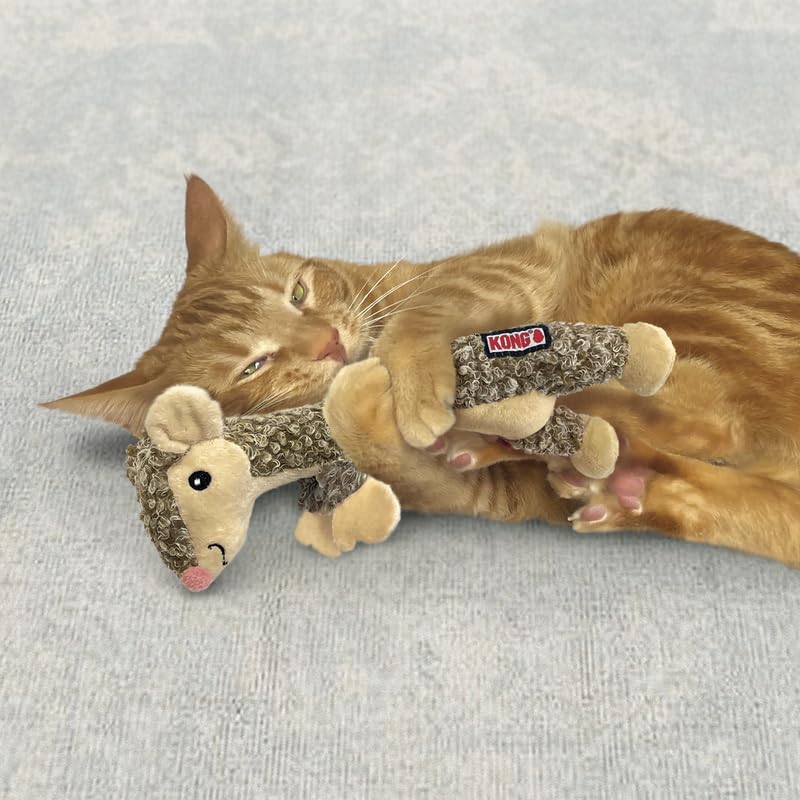 KONG Luvs Crinkle Textured Cat Toy Stuffed with Catnip (Mouse/Lizard Combo) - style: Mouse/Lizard Combo
