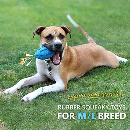 EASTBLUE Squeaky Dog Toys for Aggressive Chewers: Rubber Puppy Chew Ball with Squeaker, Almost Indestructible and Durable Pet Toy for Medium and Large Breed - color: Blue