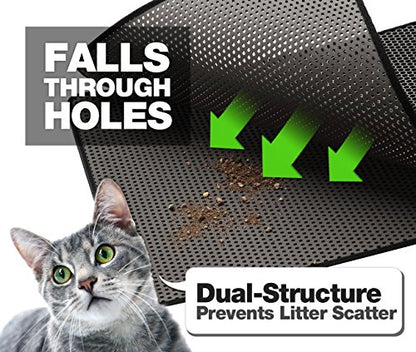 Double-Layer Honeycomb Cat Litter Mat -XL Size (28" x 23"), Litter-Trapping