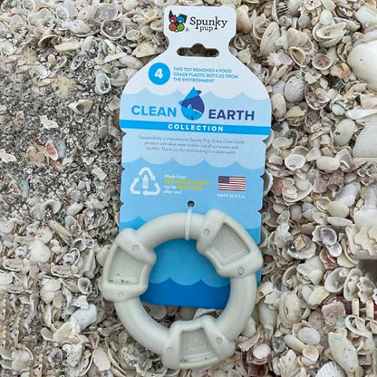 Spunky Pup Clean Earth Recycled Ring Dog Toy | Made from 100% Recycled Water Bottles | Eco-Friendly | Chicken Flavored | Dental Texture Promotes Clean Teeth and Gums | Dog Ring Toy Made in The USA - style: Ring