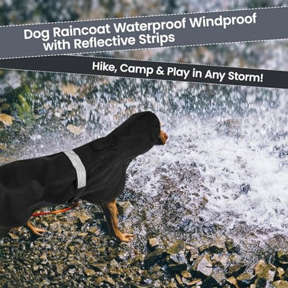 Nanaki Rain Coats for Medium Dogs with Leash Hole, Reflective Adjustable Pet Raincoat for Rainny Snow Foggy Days,Windproof Waterproof Dog Coat Jacket Vest for Outdoor Hiking Walking Hunting Black XL - size: XL(Back Length: 20")